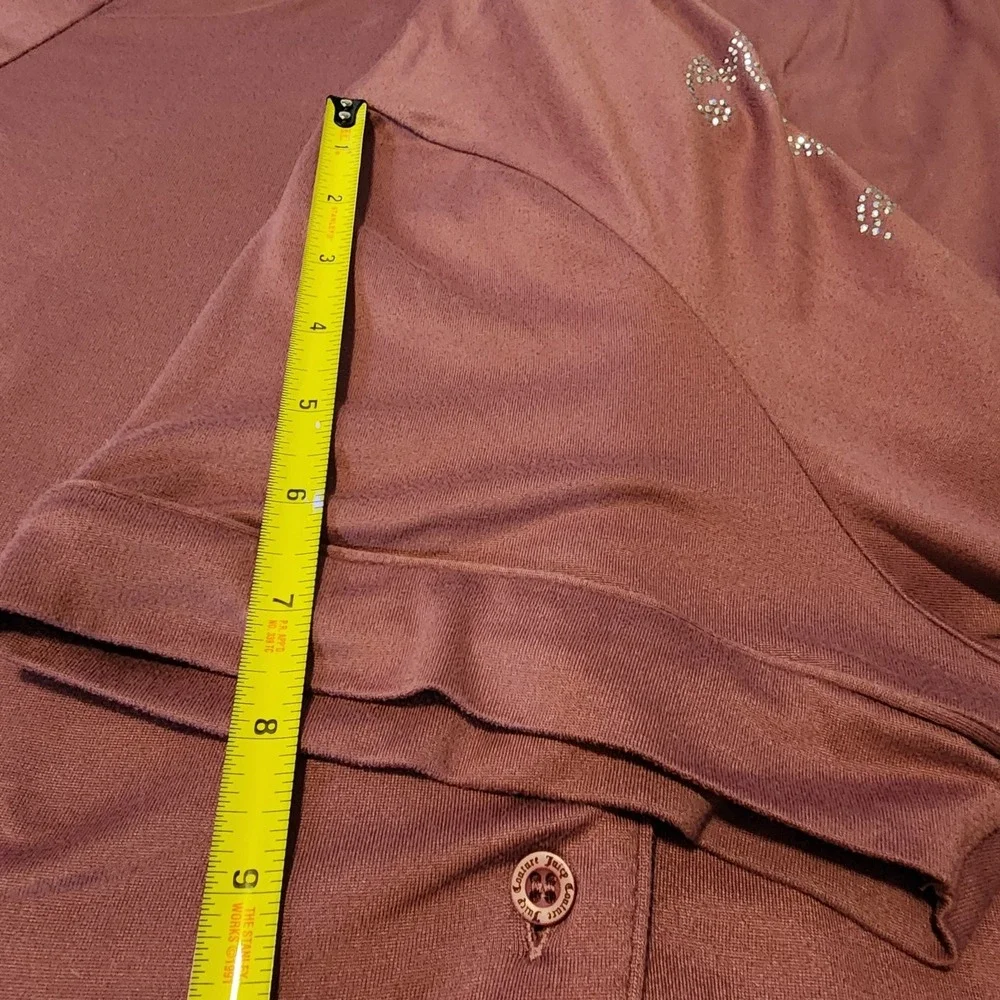 Juicy Couture Long‎ Pant Pajama Set Studded Mauve Sz L. Short Sleeve Button Up